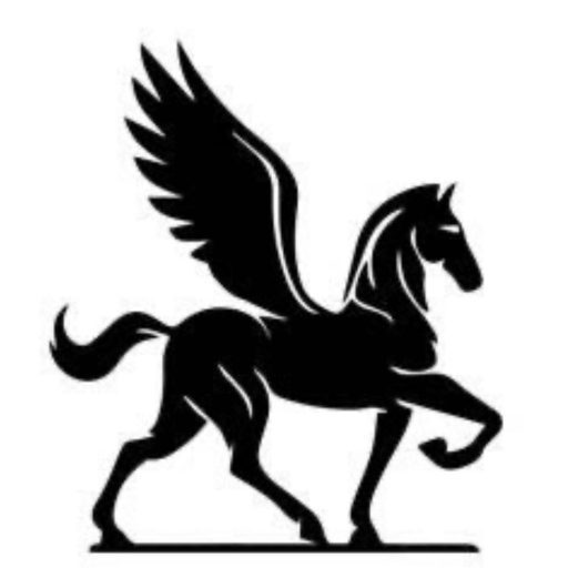 Cheval ailé en silhouette noire